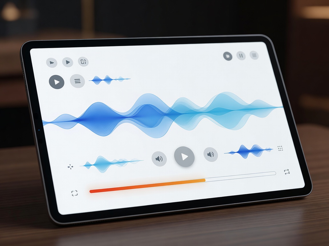 Tablet screen displaying digital music interface